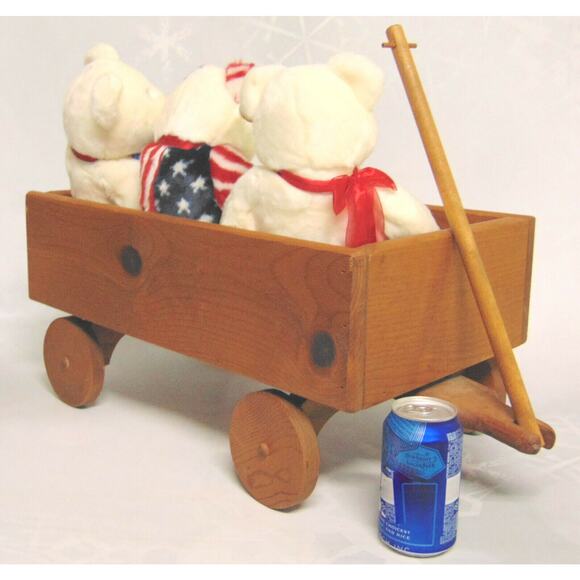 Beanie Buddy Teddy Bear Wooden Wagon Set 4 Pc Set Liberty Spangle Valentino 14" - Picture 8 of 12